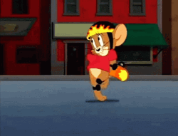 Heart Beating Jerry The Mouse With Helmet GIF
