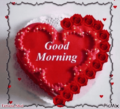 Heart Cake Saying Good Morning GIF
