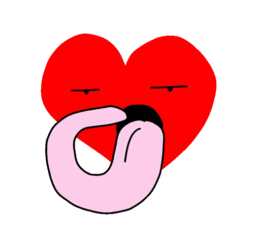 Heart Cartoon With Pink Tongue Sticker