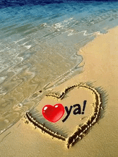 Heart Drawn In Sand With Ya GIF