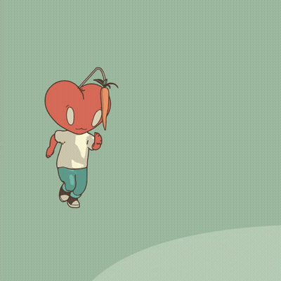 Heart Head Cartoon Character In White Shirt And Blue Jeans GIF