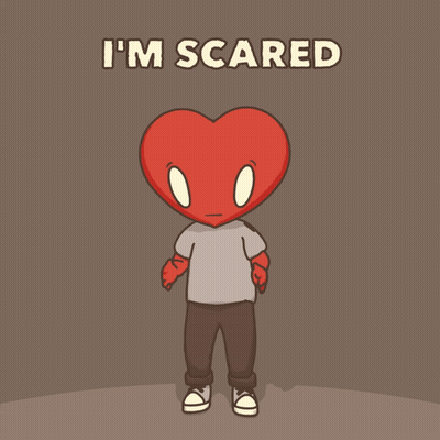 Heart Head Cartoon Saying Im Scared GIF