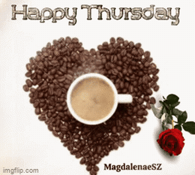 Heart Made Of Coffee Beans With Coffee Cup GIF