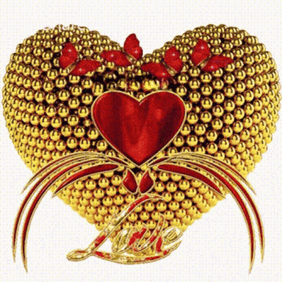 Heart Made Of Gold Beads With Love GIF