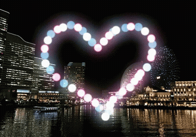 Heart Made Of Lights In City At Night GIF