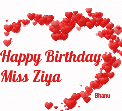 Heart Made Of Red Hearts Saying Happy Birthday Miss Ziya GIF