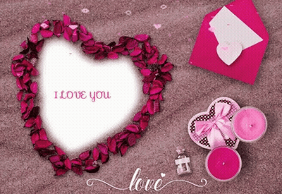 Heart Of Pink Petals Saying I Love You GIF