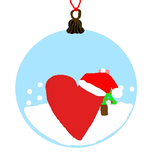 Heart Ornament Santa Hat Sticker
