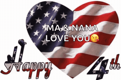 Heart Shaped American Flag Ma & Nana Love You