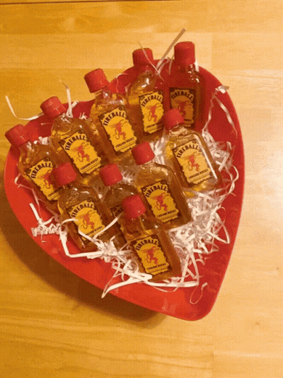 Heart Shaped Bowl Filled With Fireball Whiskey GIF