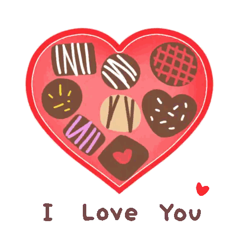 Heart Shaped Box Of Chocolates Saying I Love You Sticker