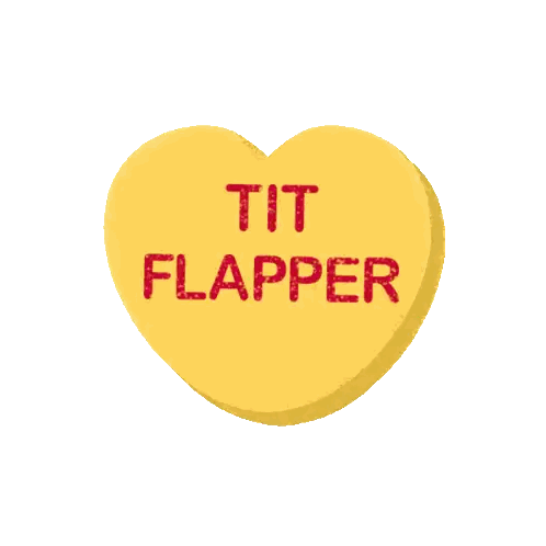 Heart Shaped Candy Saying Tit Flapper Sticker