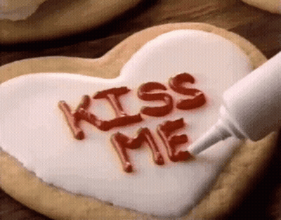 Heart Shaped Cookie Kiss Me Red Frosting GIF