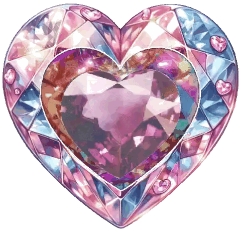 Heart Shaped Diamond With Pink And Blue Stones Sticker