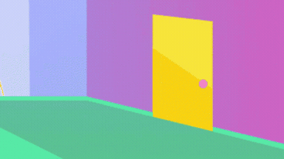 Heart Shaped Face Cartoon Character Standing In Corner GIF