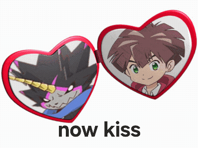 Heart-Shaped Mirror Boy Monster Now Kiss GIF