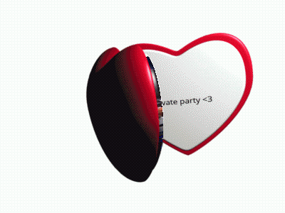 Heart Shaped Mirror Saying Private Party <3 GIF