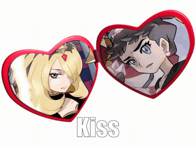 Heart Shaped Mirror With Girl And Boy Saying Kiss GIF