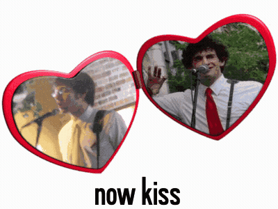 Heart Shaped Mirrors Saying Now Kiss GIF