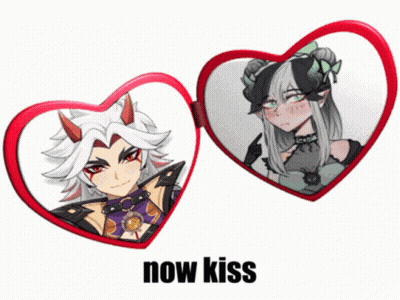 Heart Shaped Mirrors Saying Now Kiss GIF