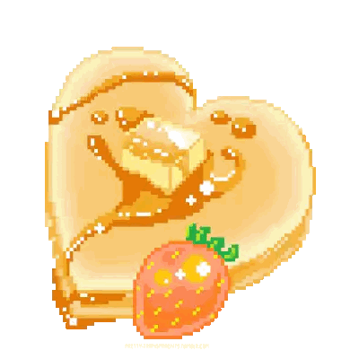 Heart Shaped Pancake With Syrup And Strawberry Sticker