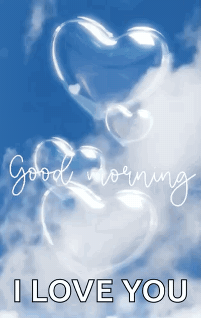 Heart-Shaped Soap Bubbles Saying Good Morning GIF