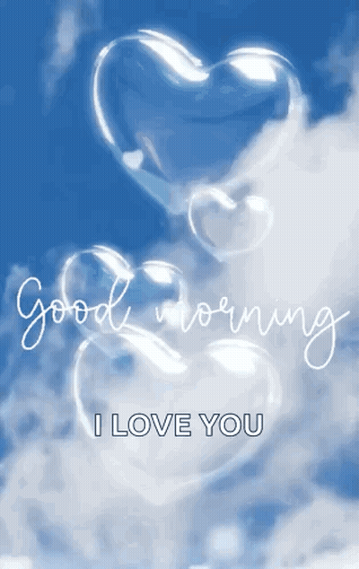 Heart-Shaped Soap Bubbles Saying Good Morning GIF