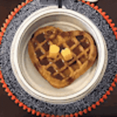Heart Shaped Waffle With Syrup GIF