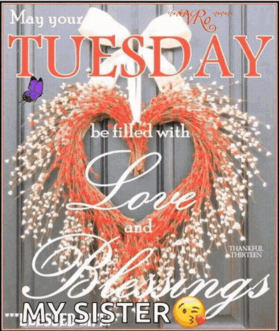 Heart Shaped Wreath May Your Tuesday Be Filled With Love GIF