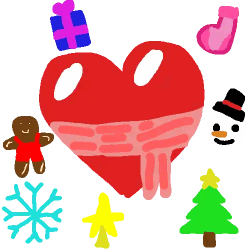 Heart Snowflakes Gingerbread Christmas Tree Gifts Sticker