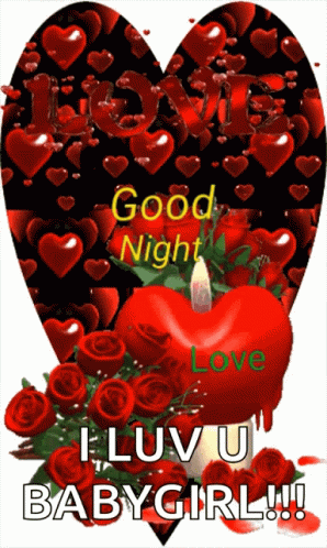 Heart With Candle Saying Good Night I Love You GIF