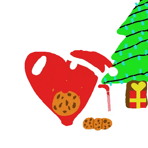 Heart With Cookie And Christmas Tree Sticker