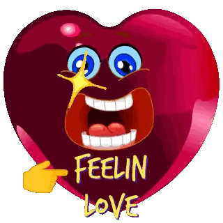 Heart With Face Saying Feelin Love Sticker