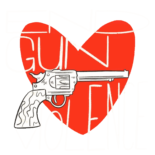 Heart With Hand Holding Gun Gun Violence Sticker