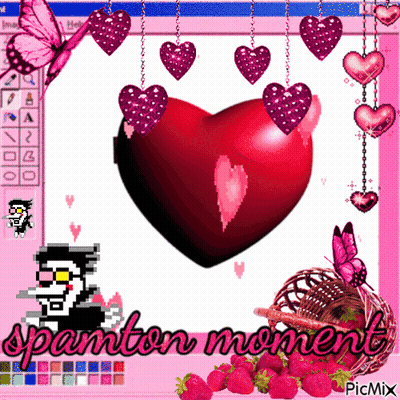 Heart With Hanging Hearts Spamton Moment GIF