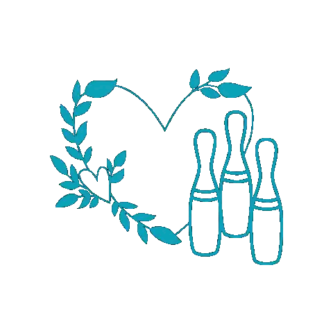 Heart With Leaves And Three Bowling Pins Sticker