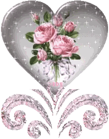 Heart With Pink Roses And Swirls Sticker