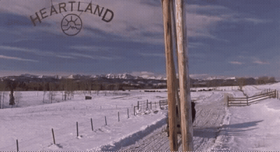 Heartland Sign Over Snowy Field GIF