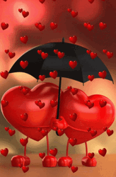 Hearts Hugging Under Umbrella Amor