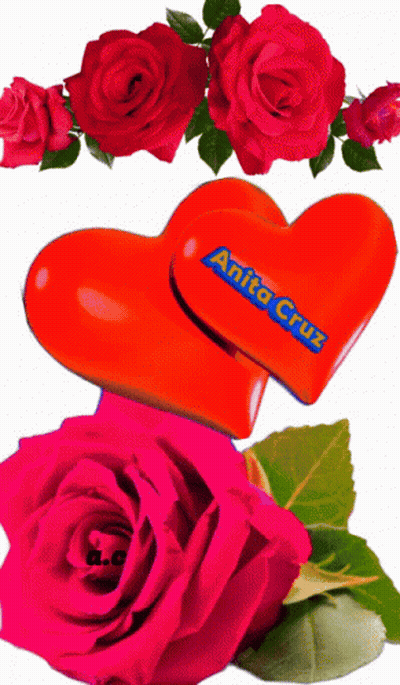 Hearts With Arrow Surrounded By Pink Roses GIF