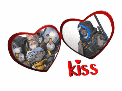 Hearts With Kiss Text GIF