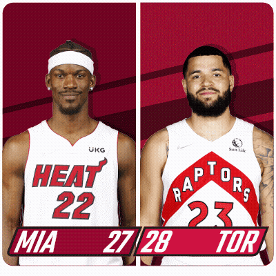 Heat Player And Raptors Player Pose For Photo GIF