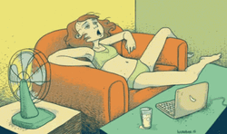Heat Woman With Fan GIF