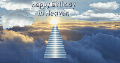 Heaven Birthday Card With Staircase To Sky GIF