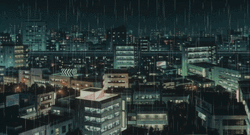 Heavy Rain In Anime City GIF