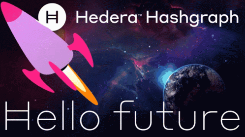 Hedera Hashgraph Rocket Flying In Space GIF