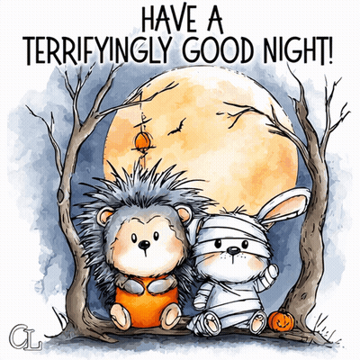 Hedgehog And Mummy Rabbit Saying Have A Terrifyingly Good Night GIF
