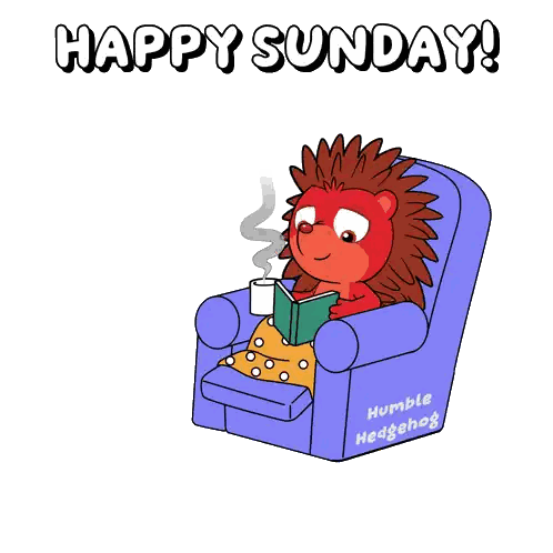 Hedgehog Sitting Reading Book Drinking Coffee Sticker