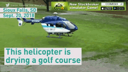 Helicopter Drying Grass In Golf Course
