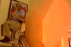 Hell Fire Baby Boomer Riding Stair Lift GIF
